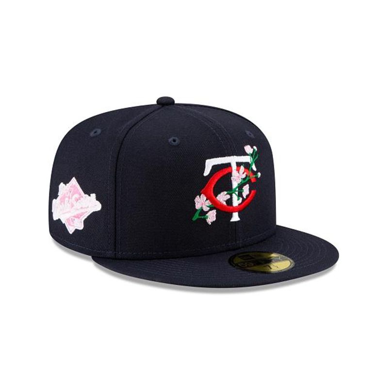 MLB Minnesota Twins Side Patch Bloom 59Fifty Fitted (MHX1232) - Blue New Era Caps